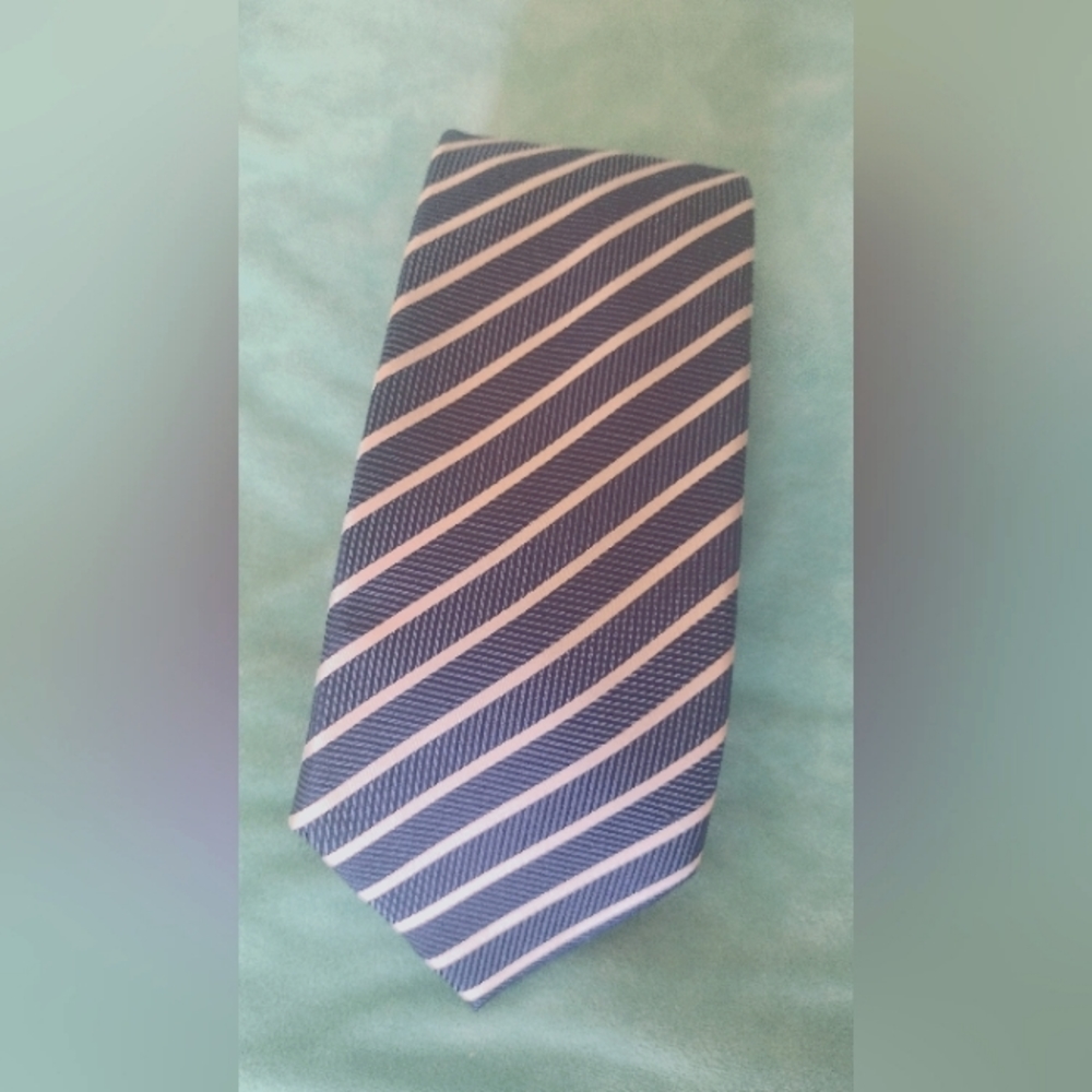 Haines & Bonner of London Striped Blue Tie | Silk